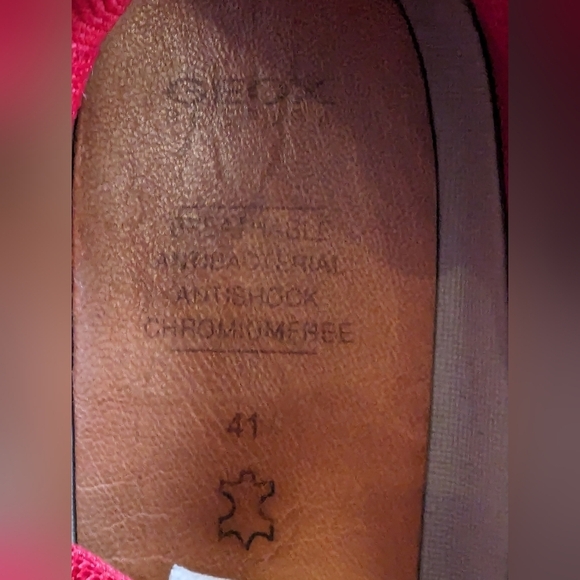 GEOX respira Velcro leather runners gray & red  US size 7 EU 41 - Picture 10 of 14